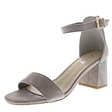 sandalen grau gabor  Damens Sandale Ausgeschnitten Offener Zeh Kaum Da Fesselriemen Fersen - Grau - 38 - KL0136