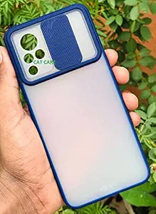 Cat Care Camera Lens Slide Protection Matte Back Cover for Vivo V21 5G New |2021| Camera Covered Shutter Flexible Removable case Stylish Case Cover (Blue)