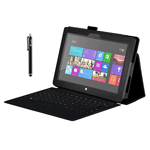 Zeadio   Leder Tasche H  lle Schutzh  lle Etui Case Cover mit St  nder f  r Microsoft Surface RT Tablet - Schwarz