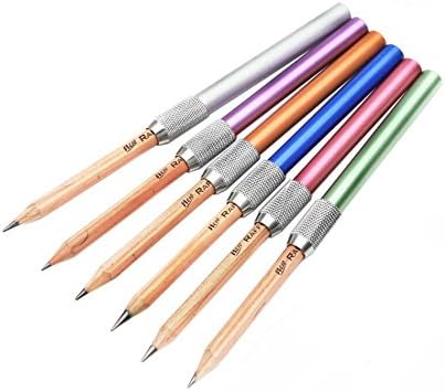 SUxian 5Pcs Metal Pencil Extender Lengthener Holder Pencil extension Rod Adjustable-Random