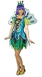 Pfau Kostüm für Damen mit Flügeln Gr. 36 38 - Tolle Tier Vogel Schmetterling Verkleidung für Erwachsene