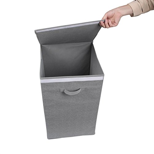 Wäschesammler Wäschekorb TIAGO, in Leinen Optik grau, faltbar, aus Vlies-Stoff gefertigt - 3