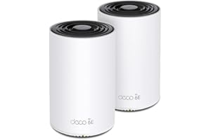 TP-Link Deco WiFi 6E Mesh AXE5400Mbps Tri-bande Deco XE75 Pro(2-pack), Couverture de 500㎡, WPA3, 1 port 2.5G, 2 ports Gigabit, idéal pour grandes maisons, Profitez au maximum de votre abonnement Fibre