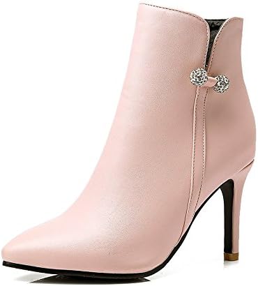 ZHZNVX HSXZ Women's Shoes Leatherette Winter Fashion Boots Boots Stiletto Heel Pointed Toe Booties/Ankle Boots Sparkling Glitter for Party\Evening,Pink,US9/EU40/UK7/CN41