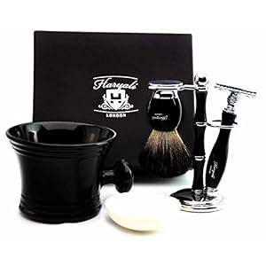Black Badger Hair Shaving Set In Black Set Contains Shaving Brush, De Safety Razor Shaving Brush & Razor Holder, Shaving…