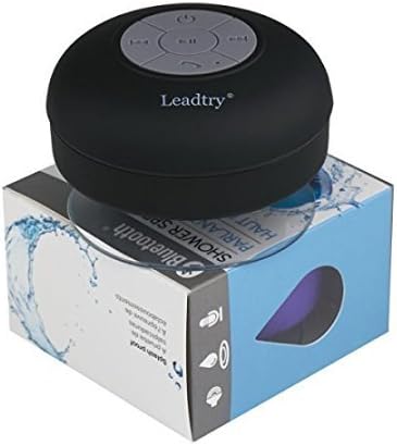 LeadTry® Bluetooth Shower Speaker:3.0 Wireless Waterproof Portable Speakerphone with Built-in Mic, Control Buttons and Dedicated Suction Cup for Showers, Bathroom, Pool, Boat, Car Black