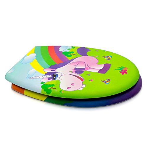 Premium WC Sitz mit Absenkautomatik – „Drunky Unicorn“ Design – Toilettendeckel aus Duroplast inkl. Montagesatz – VENKON - 8