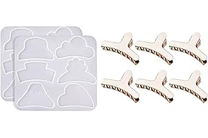 Ksrnsne Moule en RéSine de Silicone, 2 Petites Pinces à Cheveux Moule éPoxy avec 6 Pinces à Cheveux en MéTal, à Bricoler Soi-MêMe, Dames, Cheveux Fins
