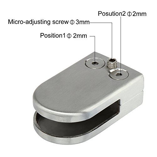 Discoball® 12 x Edelstahl Stainless Steel 304 Klemmhalter Glasklemme Glasklemmhalter Glashalter Halter Gelände Flach Anschluss Glass Clip Größe S 6-8mm - 5
