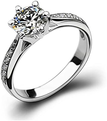 Promise Engagement Wedding Ring Sterling Silver Ring CZ Diamond Anniversary Gifts for Her Size N