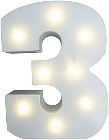 Your Name in Lights - White Wooden Light Up Number Wedding Baby Standing or Wall Mounted Decoration (3)