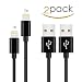 Produktbild Lightning Kabel, iPhone Kabel ,2.4A Quick Charge & Fast Sync Nylon iPhone Ladekabel USB Datenkabel für Apple iPhone X / 8 / 8 Plus / 7 / 7 Plus / 6S / 6S Plus / 6 / 6 Plus / SE / 5S / 5C / 5 , iPad Pro 12.9/10.5/9.7 Air / Air 2 / Mini 2 3 4 , iPod Touch 5/6, iPod Nano 7-Schwarz(2pack, 1m+2m)