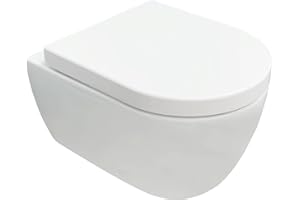 NEG Design Hänge-WC Uno11RK (48,5 cm) randlos & spritzfrei, verdeckte Montage mit Nano-Versiegelung inkl. abnehmbarem Soft-Close WC-Sitz