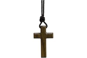 XIANLI WANG Simple Walnut Wood Cross Pendant Necklace for Men Women Boys Girls Wooden Gift Necklace