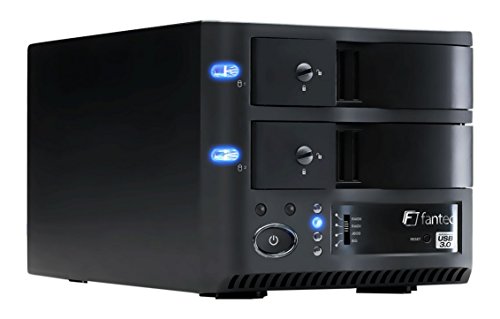 FANTEC MR-35DU3e Externes 2-fach Festplattengehäuse (für den Einbau von 2x 8,89 cm (3,5 Zoll) SATA I/II/III Festplatten, USB 3.0 SUPERSPEED und eSATA Anschluss, UASP Unterstützung, RAID Funktion (0/1/JBOD/BIG Modus), 70 mm Lüfter, schraubenlos, internes Netzteil) schwarz