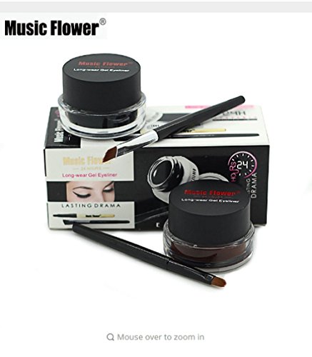 SHOP TO SHOP 2 IN 1 MUSIC FLOWER 24HRS LONG WEAR GEL EYELINER (BLACK,BROWN)CUMS WITH EXPERT EYELINER BRUSH 2PC RS.375 (62.00% Off) - Amazon