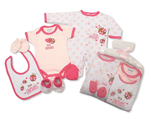 5 Piece Baby Gift Set With Embroidery and Applique - 0/3 Months (Baby Girl Pink)