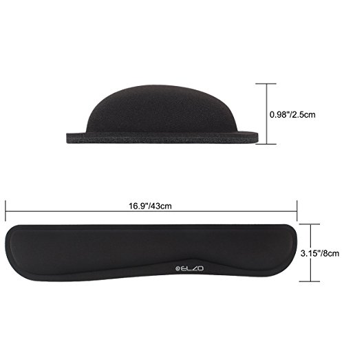ELZO Reposamu  ecas para Teclado  Ergon  mico Coj  n de Mu  eca Apoyo con Espuma de Memoria para Ordenador Notebook Laptop  Negro