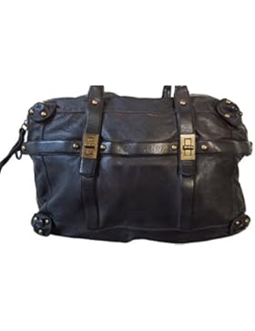 Handtasche Sarah Leder Vintage dunkelbraun Metalldecor