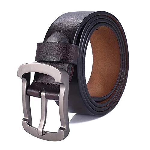 FNTSIC Men's Leather Belt with Anti-Scratch Pin Buckle, Ideal for Business, Casual, Work Wear, Jeans, Nice Gift Box Packing Included
