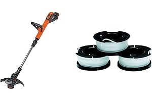BLACK+DECKER STC1820PCB-XJ Tagliabordi PowerCommand a Batteria Litio 18V 2.0Ah, Taglio 28cm, Unità senza Batteria e Caricabatteria & A6485-XJ Kit Tre Rocchetti Filo Nylon Reflex, Multicolore