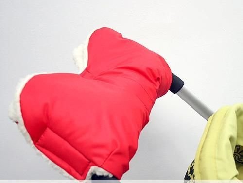 Universal Baby Hand Warmer Muff with Warm Fleece Compatible With Pushchairs Prams and Travel - Red