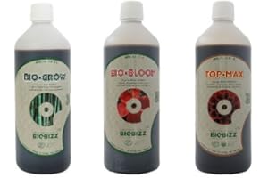 BioBizz Dünger Bio Grow, Bio Bloom und Top Max, je 1 Liter