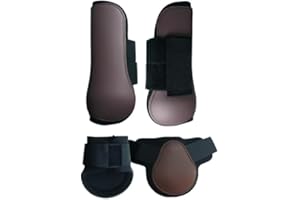 Merauno® Set di 4 Ghette per Cavalli Anteriori, Posteriori e Chiusura, per Uomo e Donna, in Poliuretano, robuste, Elastiche, Tendon Boots Classic (S, Marrone)