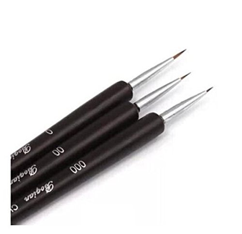 Domire Set of 3 Brown Nail Art Brushes- Professional Nail Art Brushes- Sable Nail Art Brush Pen, Detailer