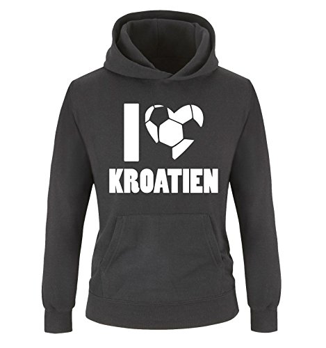 I LOVE KROATIEN – Kinder Hoodie – Schwarz / Weiss Gr. 152/164