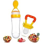 DKB Combo of Fruit Nibbler Pacifier and Silicone Squeeze Feeding Spoon Bottle for Feeding Milk Cereal 0 to 12 Months Daily Ne