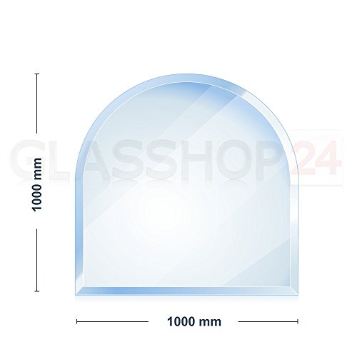 bijon® – 6mm Kamin Glasbodenplatte – Rundbogen 1000 x 1000mm – 18mm Facette - 4