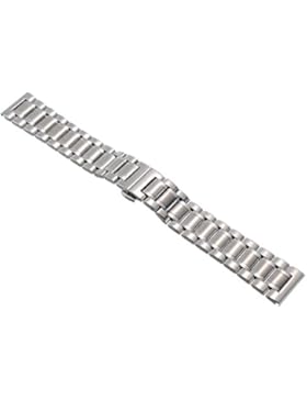 22mm Herren Damen Silber Edelstahl Uhren-Armband Uhrenarmbänder Uhrband Watch Band Watch Strap Uhr Unisex mit...