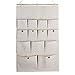 Highdas Linen/Cotton Fabric 13 Pockets Wall Door Closet Hanging Storage bag organizer,White Polka Dots/Navy Stripe (White polka dots)