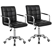 Yaheetech Set of 2 Office Chair Faux Leather Swivel Computer Desk Chair Adjustable - Home Office Study Room Furniture