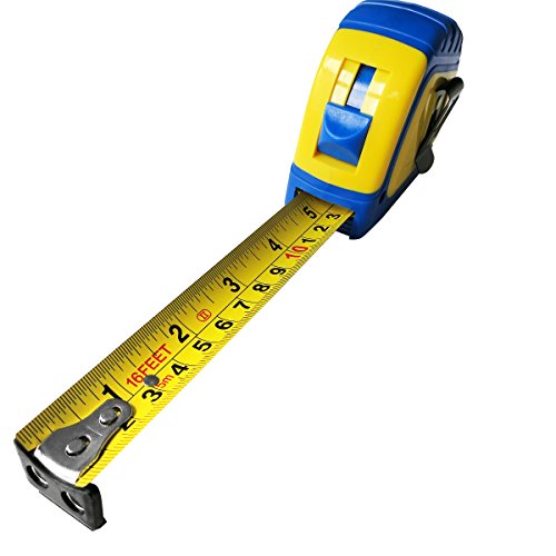 S&R Bandmaß Metrisch und Zoll Q-Serie 5m / 16 ft, Band 25 mm, Massband Nylon beschichtet, schlagfestes Rollband gummiertes Gehäuse - 3