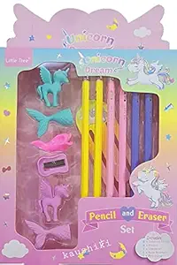 Kaushiki Enterprises Unicorn Stationary Kit and Unicorn Sequin Pen Pencil Pouch/Stationery Combos for Girls Kids (Unicorn Stationary Set)