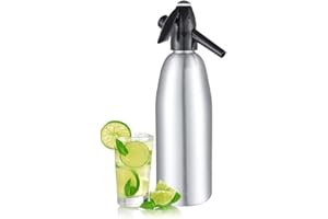Soda Syphon, 1L Portable Aluminium Sparkling Water Maker for Soda Drinks/Cocktails/Mojitos/Juices (Silver) - AstraLoom