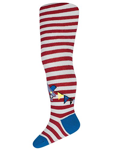 TUPTUSIE Baby Boys Cotton Tights Aeroplane Stripe Red/Royal 8A7 (68-74cm (6-12 Months), Red/Royal Blue)