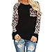 Produktbild Oliviavan Damen Leoparden Lang Bluse Tuniken Top mit O-Neck für Frauen Applique Hoodie Shirts Tops Blusen Langarmshirts Oberteile Tops Streetwear Schwarz