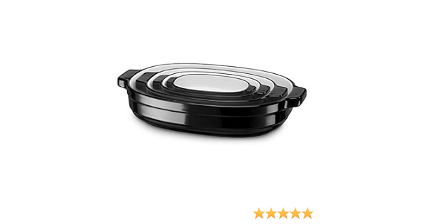 KitchenAid KBLR04NSOB pirofila, Ceramica, 38 x 25 x 7,5 cm, Bianco/Nero :  Amazon.it: Casa e cucina