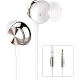 Betron BS10 Earphones Headphones, Powerful Bass Driven Sound, 12mm Large Drivers, Ergonomic Design for iPhone, iPad, iPod, Samsung and Mp3 players (White Gold No Mic)