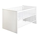 roba Kombi-Kinderbett Dreamworld 3, Babybett mit 3-fach höhenverstellbarer Liegefläche 70x140cm, Gitterbett in weiß mit 3 Schlupfsprossen für Babyzimmer und Kinderzimmer