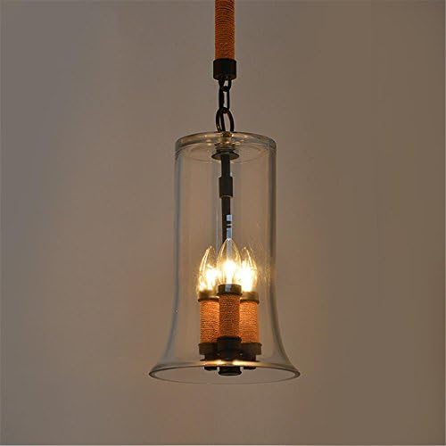 Creative Rope 3 Lampholders Ceiling Lighting, For E14 Bulb Glass Shade Chandeliers Modern Restaurant Cafe Pendant Lamp Loft Bedroom Living Room Decoration