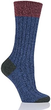 Ladies 1 Pair Scott Nichol Moseley Contrast Heel and Toe Wool Socks - Denim 4-7