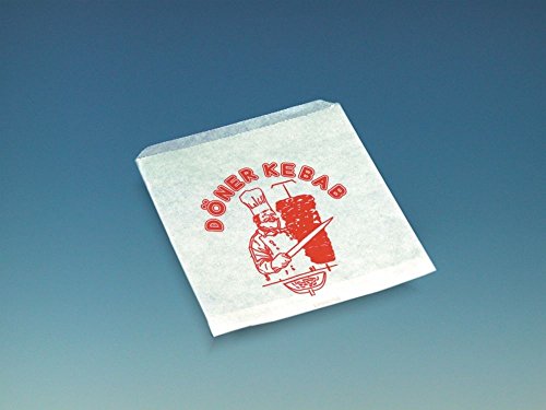 Einweggeschirr & Besteck 90045 1000 Döner-Kebab-Tüten, 16 x 16 cm, weiß / rot bedruckt