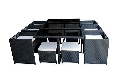 MCombo Polyrattan Gartenmöbel Essgruppe Sitzgarnitur Sitzgruppe Gartenset 6+4+1 - 4