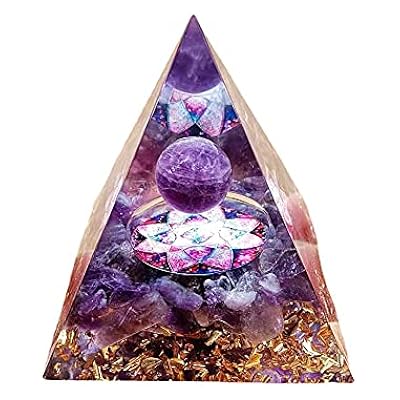 Moonstone Crystal Orgone Pyramid Ogan Crystal Energy Tower Nature Reiki Chakra Crushed Stone Jewelry Flower Of Life Crystal Orgonite Pyramid Healing 6cm
