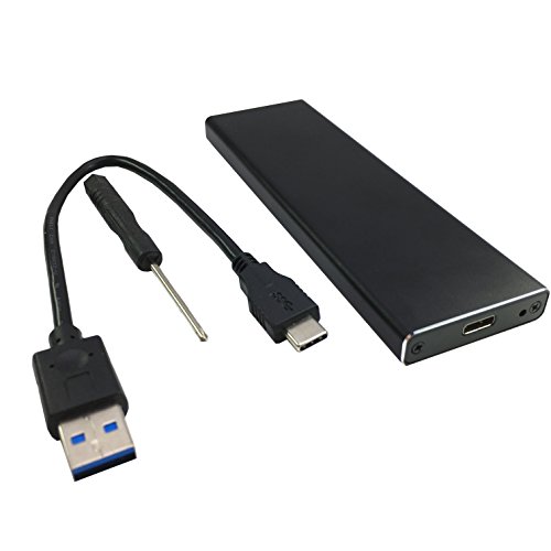 NGFF M.2 SSD gehäuse Adaptor – GLOTRENDS M2E M.2(NGFF) to USB 3.1 (10Gbps) External Aluminum Case – M2 SSD SATA Type, B or B+M Key – 2230 / 2242 / 2260 / 2280 - 9