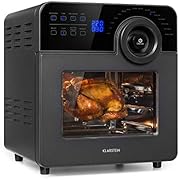 Klarstein AeroVital Cube Chef Heißluftfritteuse, 1700 W, DuoHeating Technology, 14 Liter Volumen, 16 Programme, Touchscreen, Zeitvorwahl: ca. 10 h, Thermostat: 50-220 °C, Edelstahlgehäuse, schwarz